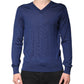 Marineblauer Kaschmirpullover mit V-Ausschnitt