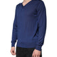 Marineblauer Kaschmirpullover mit V-Ausschnitt