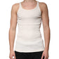 T-shirt girocollo senza maniche in cotone bianco sporco