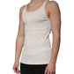 T-shirt girocollo senza maniche in cotone bianco sporco
