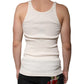 T-shirt girocollo senza maniche in cotone bianco sporco