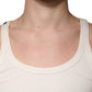 T-shirt girocollo senza maniche in cotone bianco sporco