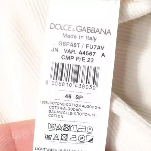 T-shirt girocollo senza maniche in cotone bianco sporco