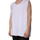 Weißes ärmelloses Tank-T-Shirt aus Baumwolle mit Rundhalsausschnitt