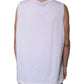 Weißes ärmelloses Tank-T-Shirt aus Baumwolle mit Rundhalsausschnitt