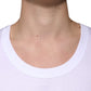 Weißes ärmelloses Tank-T-Shirt aus Baumwolle mit Rundhalsausschnitt