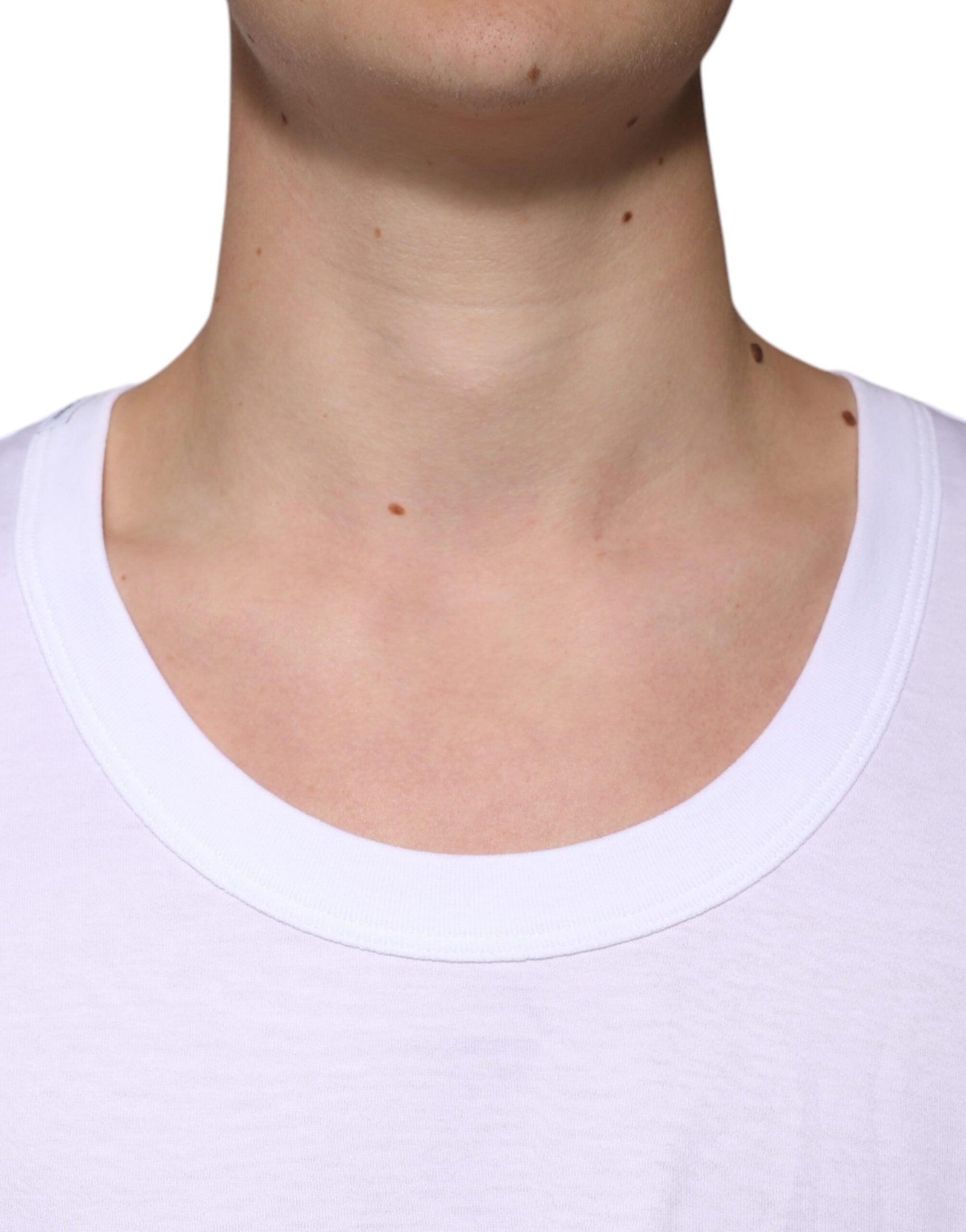Weißes ärmelloses Tank-T-Shirt aus Baumwolle mit Rundhalsausschnitt