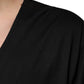 Schwarzes T-Shirt aus Baumwolle mit V-Ausschnitt und kurzen Ärmeln