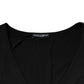 Schwarzes T-Shirt aus Baumwolle mit V-Ausschnitt und kurzen Ärmeln