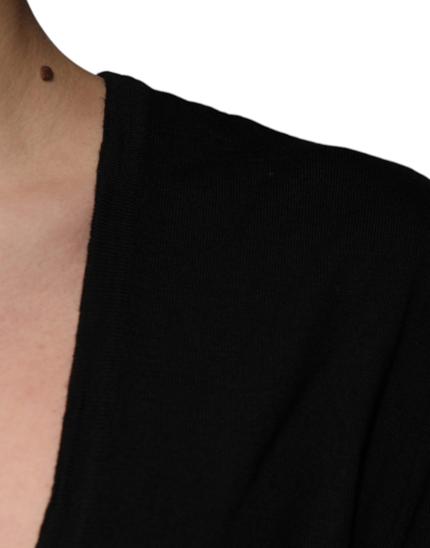 Schwarzer Pullover aus Wolle mit Rundhalsausschnitt