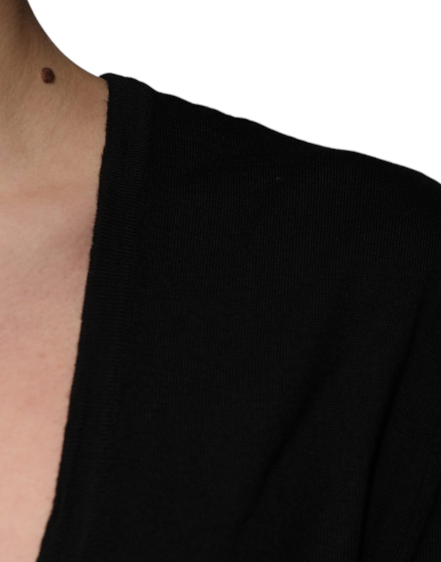 Schwarzer Pullover aus Wolle mit Rundhalsausschnitt