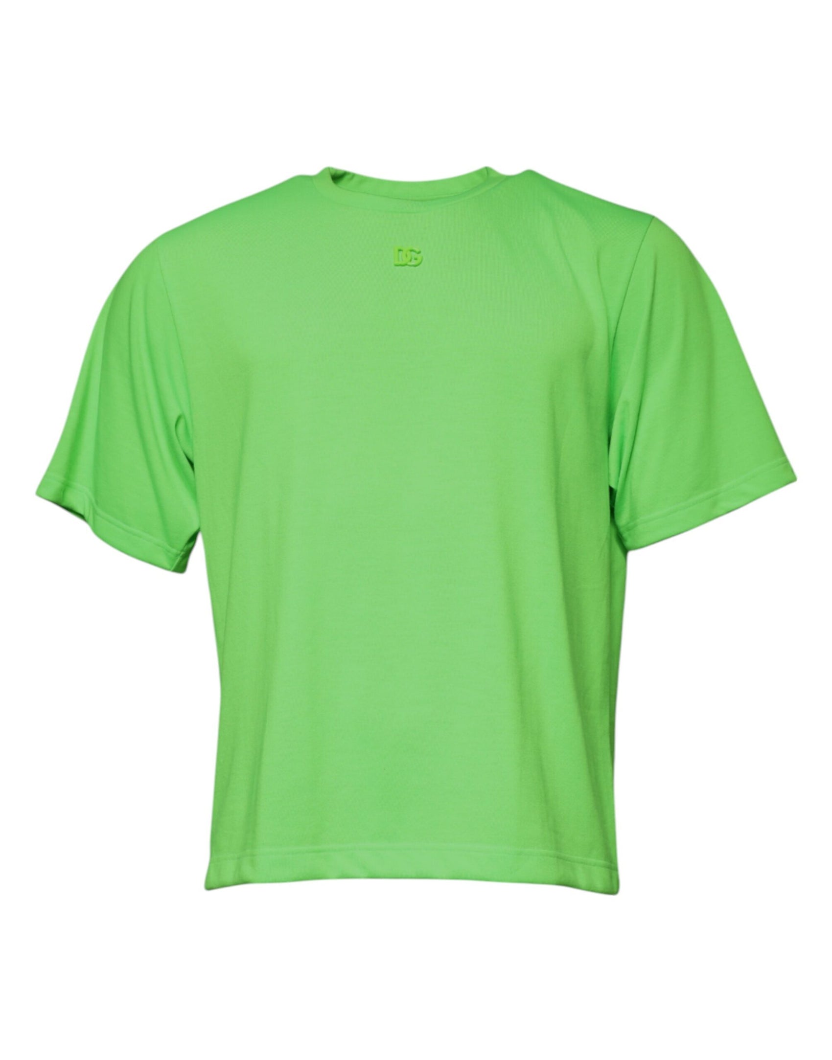 Grünes T-Shirt aus Polyester mit Rundhalsausschnitt und Logo