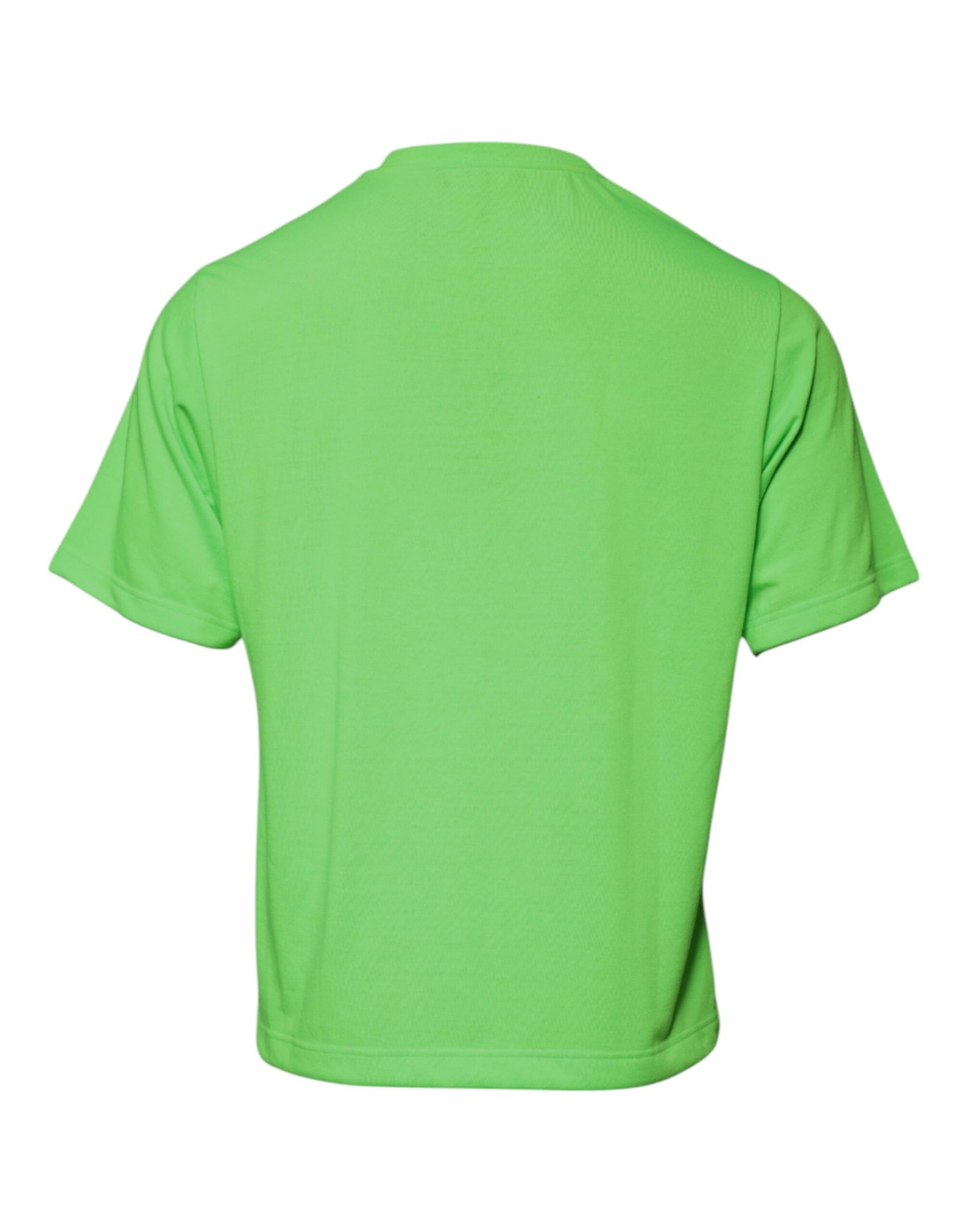 Grünes T-Shirt aus Polyester mit Rundhalsausschnitt und Logo