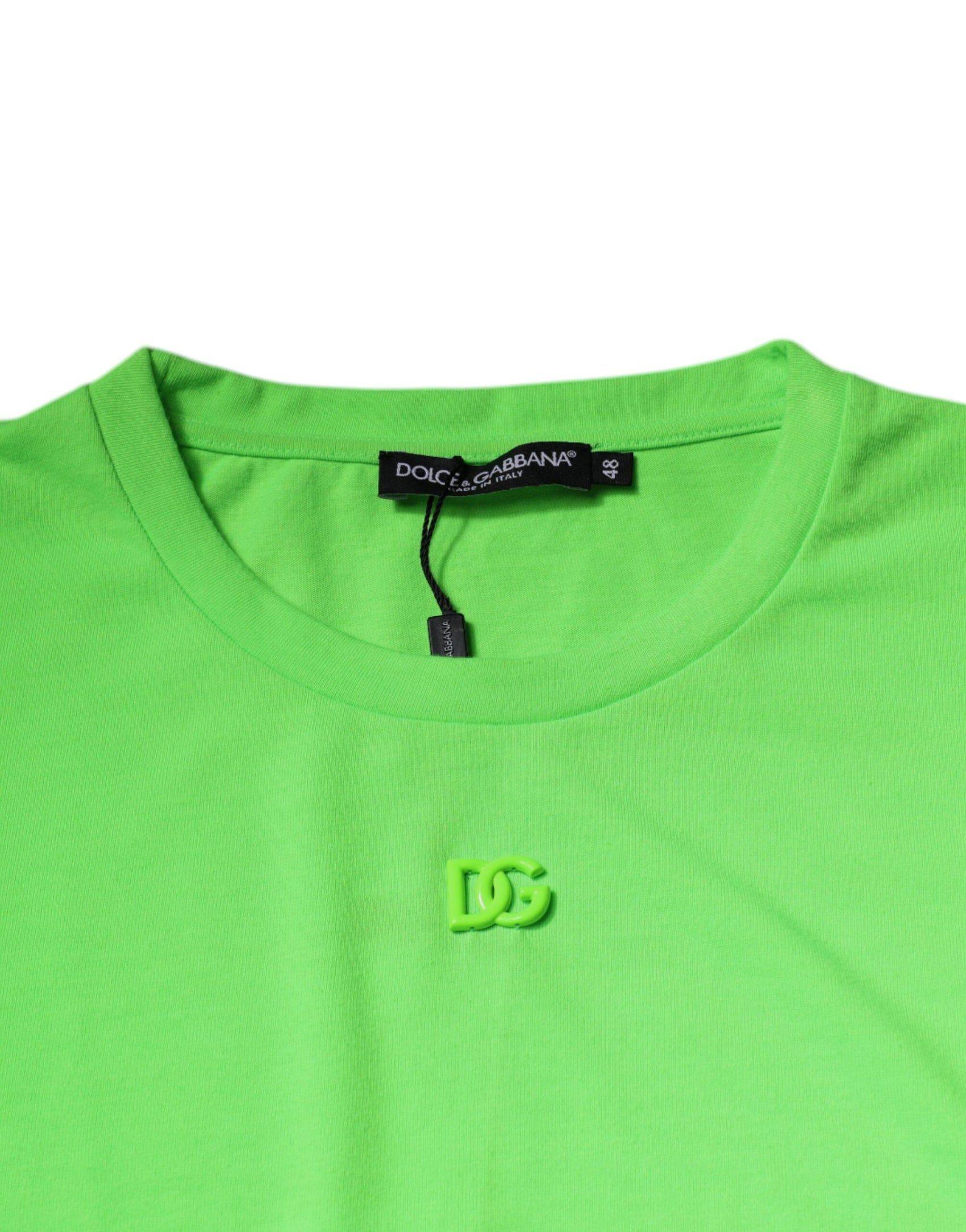 Grünes T-Shirt aus Polyester mit Rundhalsausschnitt und Logo