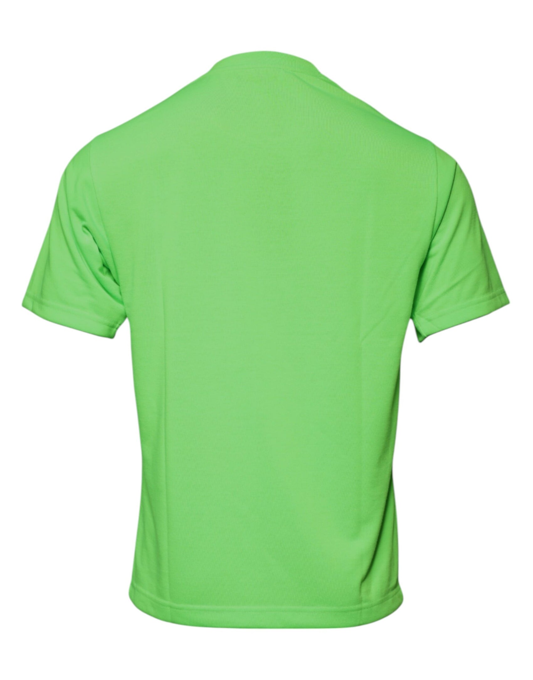 Grünes T-Shirt aus Polyester mit Rundhalsausschnitt und Logo