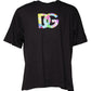 Schwarzes Baumwoll-T-Shirt mit Rundhalsausschnitt und Logo-Print