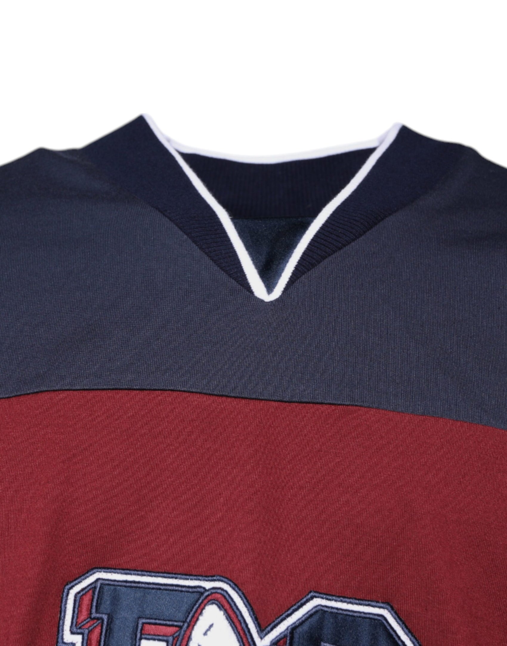 Mehrfarbiges Kurzarm-T-Shirt aus Baumwolle mit V-Ausschnitt