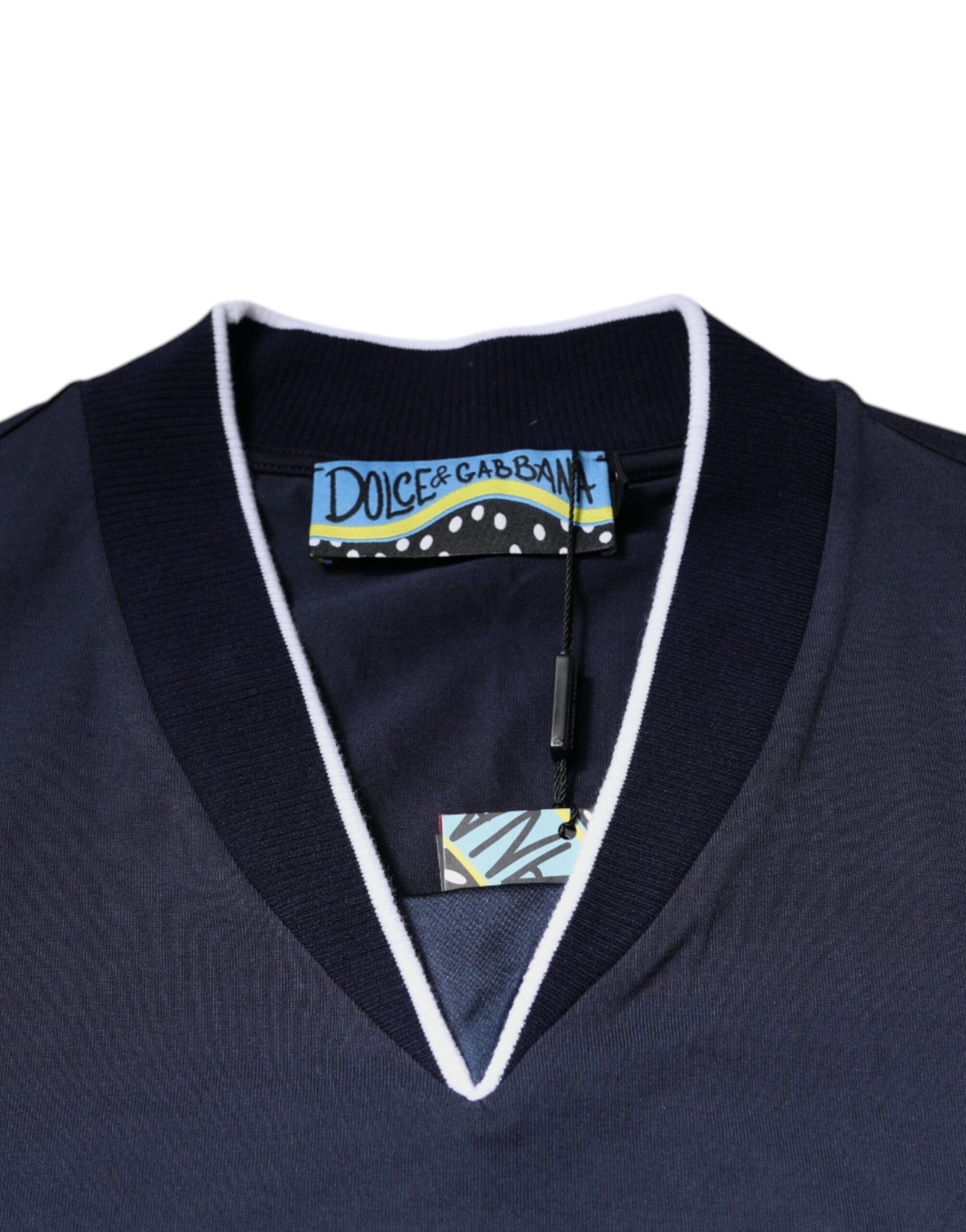 Mehrfarbiges Kurzarm-T-Shirt aus Baumwolle mit V-Ausschnitt