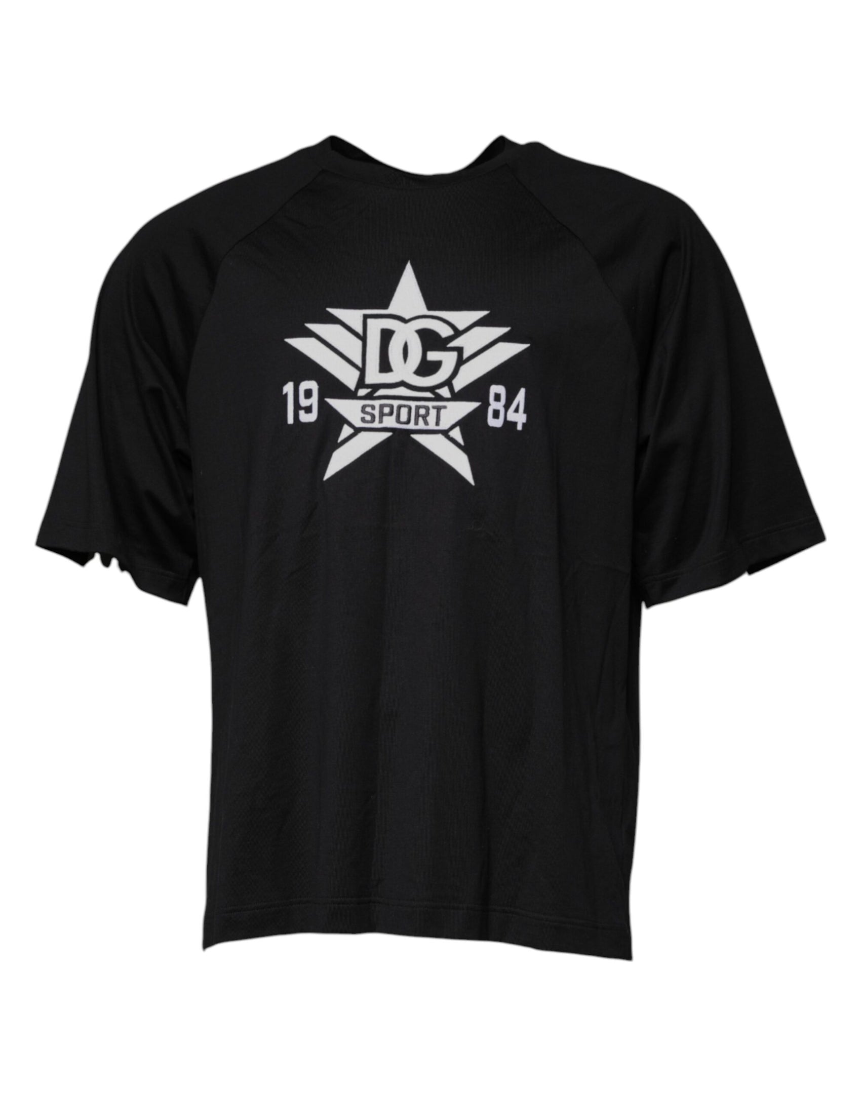 Schwarzes Baumwoll-T-Shirt mit Rundhalsausschnitt und Logo-Print