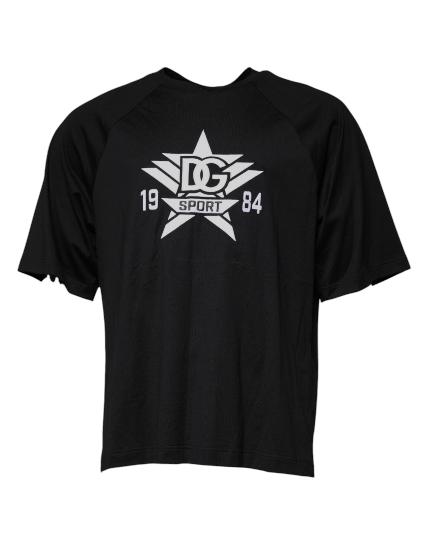 Schwarzes Baumwoll-T-Shirt mit Rundhalsausschnitt und Logo-Print