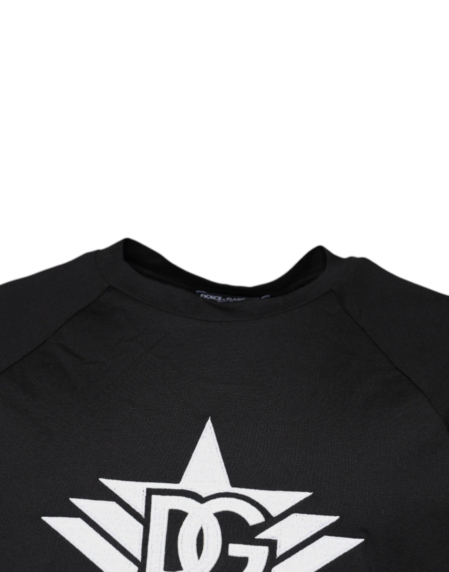 Schwarzes Baumwoll-T-Shirt mit Rundhalsausschnitt und Logo-Print
