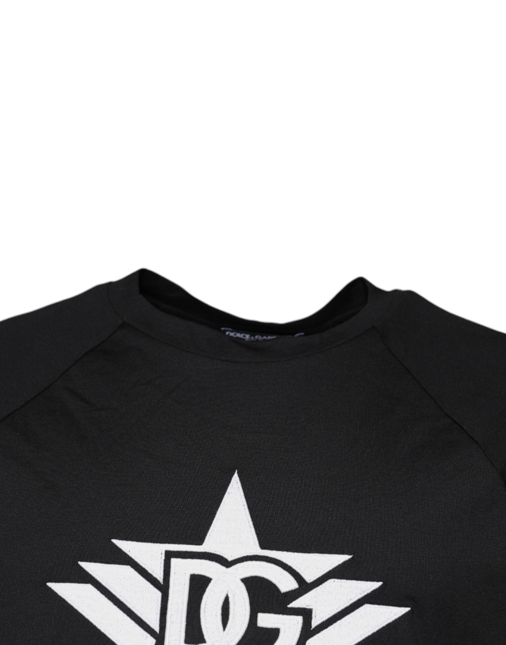 Schwarzes Baumwoll-T-Shirt mit Rundhalsausschnitt und Logo-Print