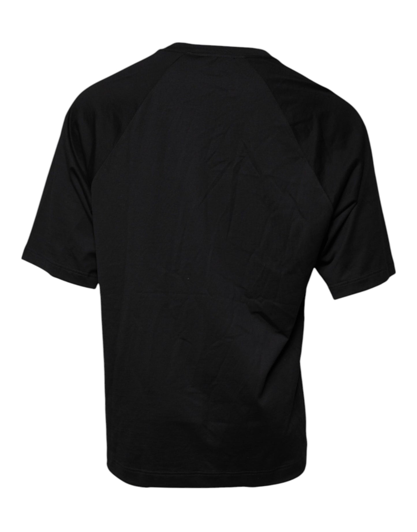 Schwarzes Baumwoll-T-Shirt mit Rundhalsausschnitt und Logo-Print