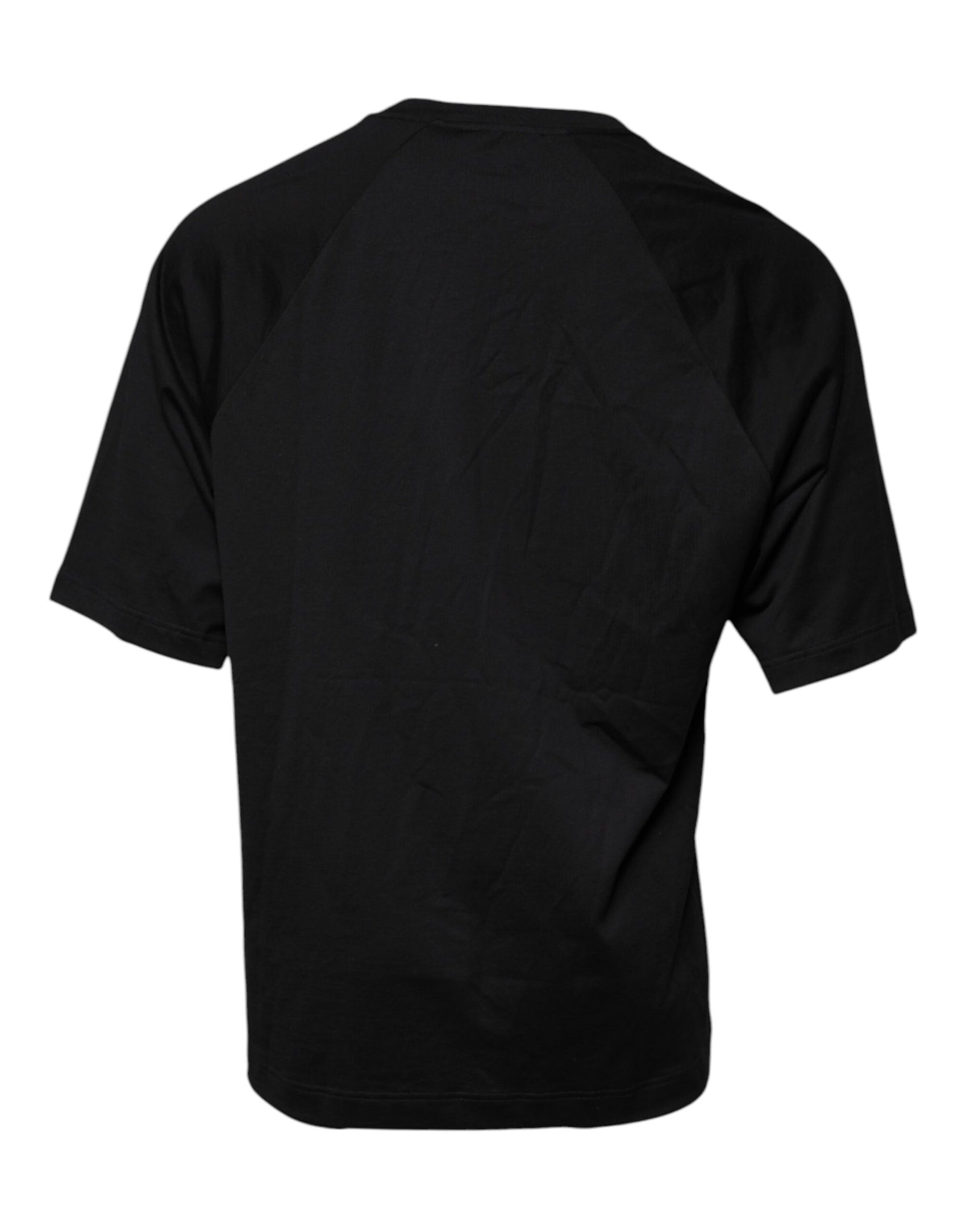 Schwarzes Baumwoll-T-Shirt mit Rundhalsausschnitt und Logo-Print