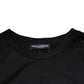 Schwarzes Baumwoll-T-Shirt mit Rundhalsausschnitt und Logo-Print