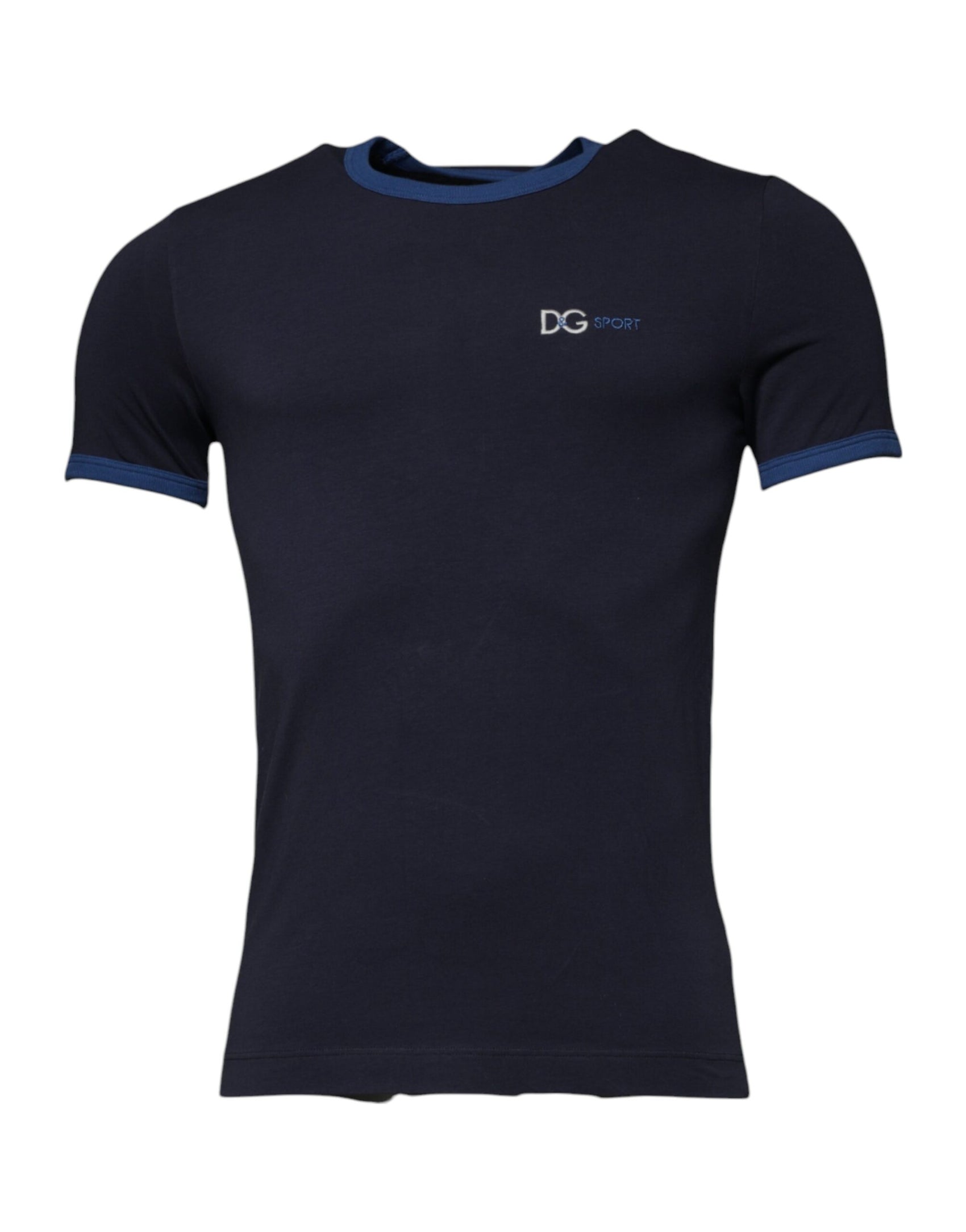 Blaues Unterwäsche-T-Shirt mit Rundhalsausschnitt und Stretch-Baumwolle