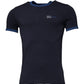 Blaues Unterwäsche-T-Shirt mit Rundhalsausschnitt und Stretch-Baumwolle