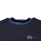 Blaues Unterwäsche-T-Shirt mit Rundhalsausschnitt und Stretch-Baumwolle