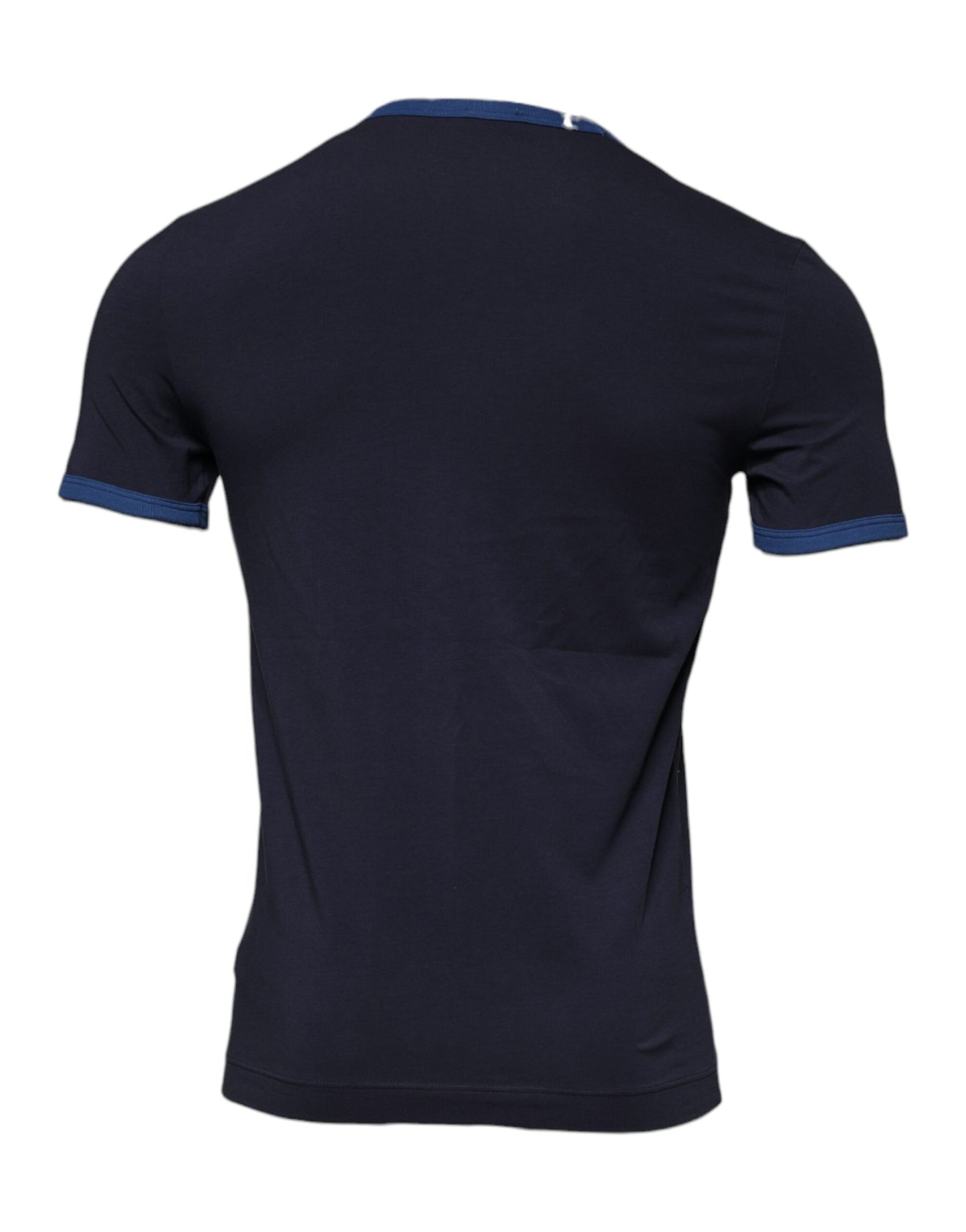 Blaues Unterwäsche-T-Shirt mit Rundhalsausschnitt und Stretch-Baumwolle