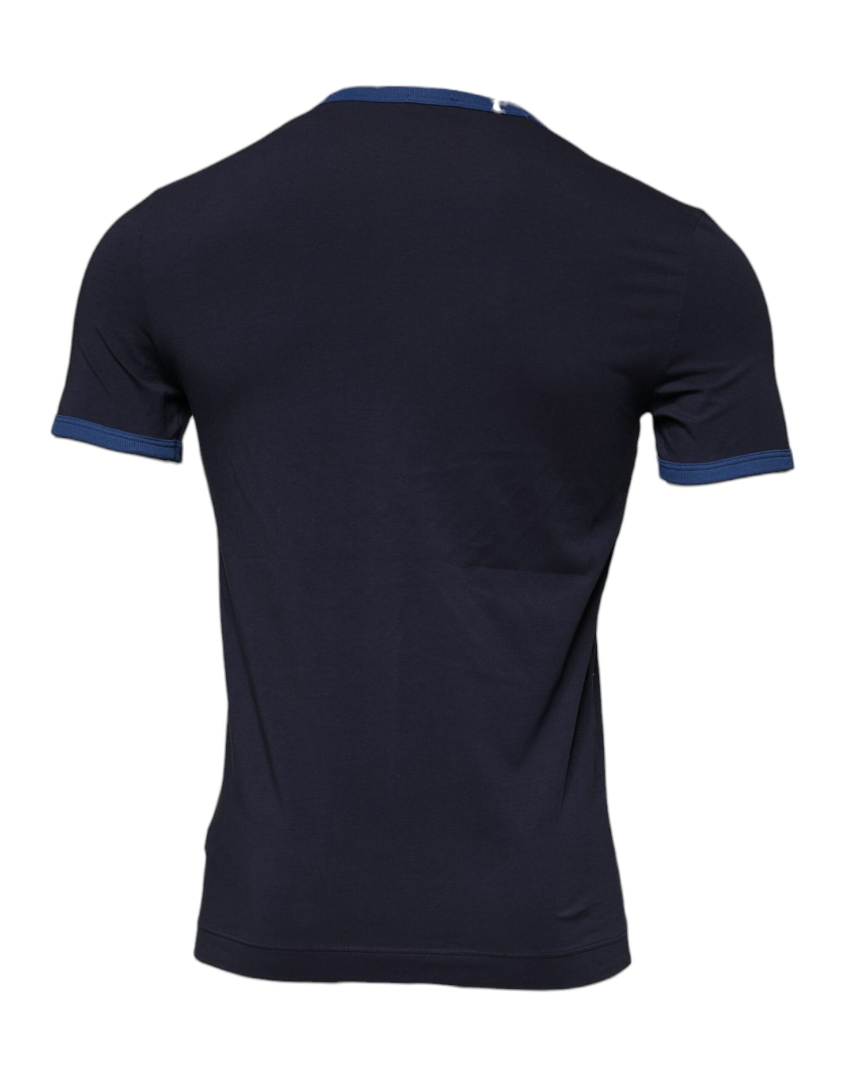 Blaues Unterwäsche-T-Shirt mit Rundhalsausschnitt und Stretch-Baumwolle