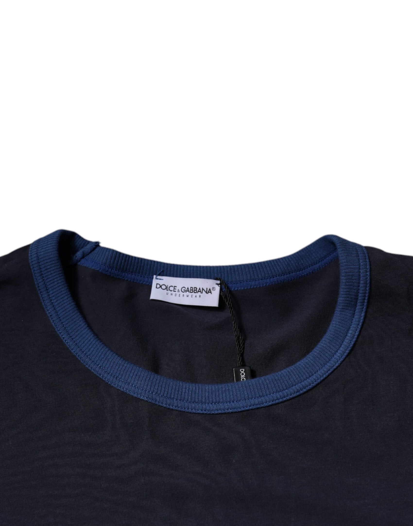 Blaues Unterwäsche-T-Shirt mit Rundhalsausschnitt und Stretch-Baumwolle
