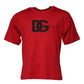 Rotes Baumwoll-T-Shirt mit Rundhalsausschnitt und Logo-Print