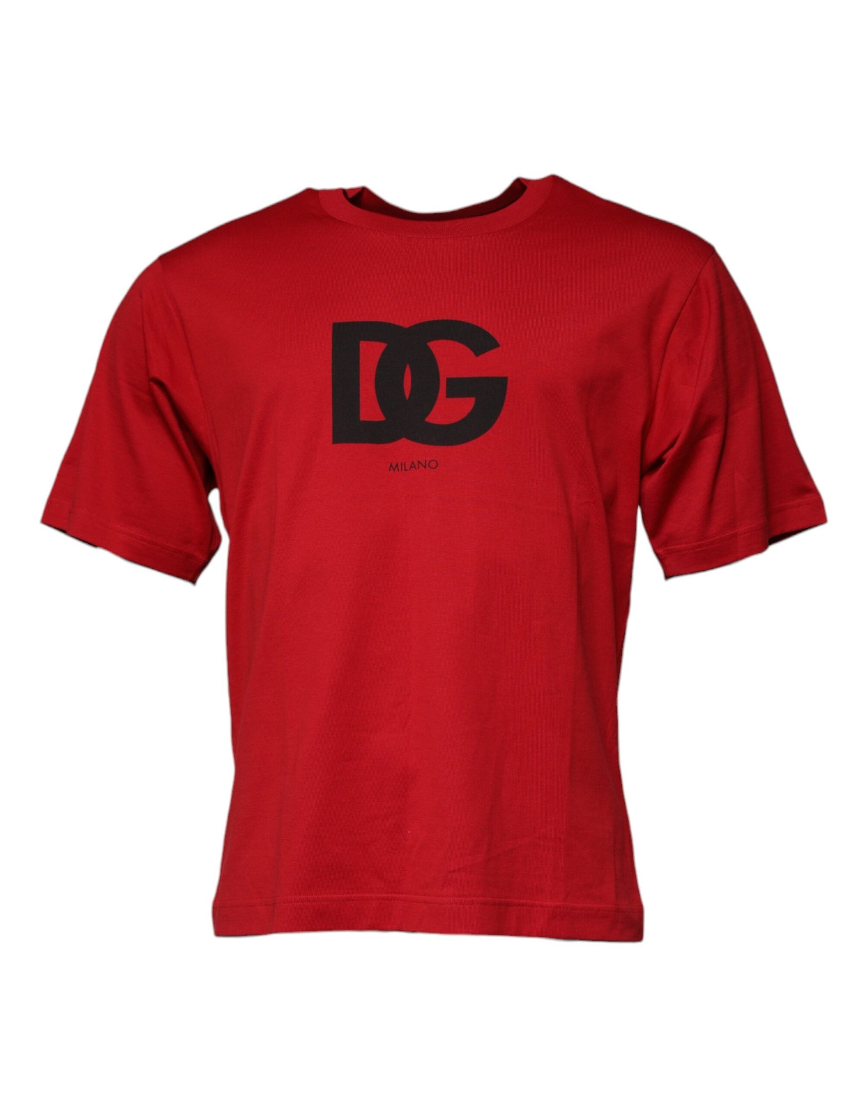 Rotes Baumwoll-T-Shirt mit Rundhalsausschnitt und Logo-Print
