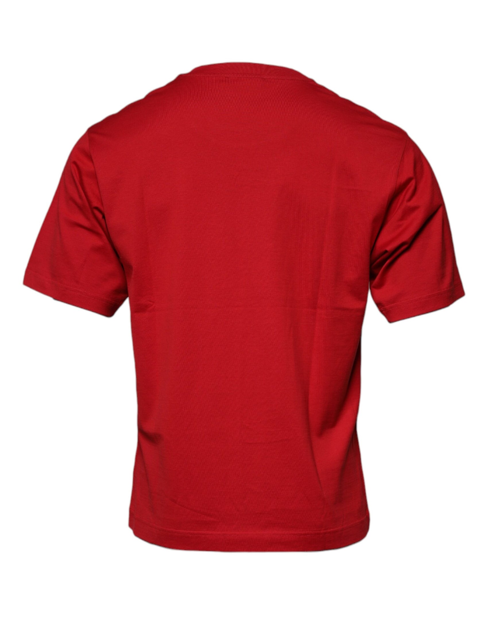 Rotes Baumwoll-T-Shirt mit Rundhalsausschnitt und Logo-Print
