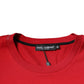 Rotes Baumwoll-T-Shirt mit Rundhalsausschnitt und Logo-Print