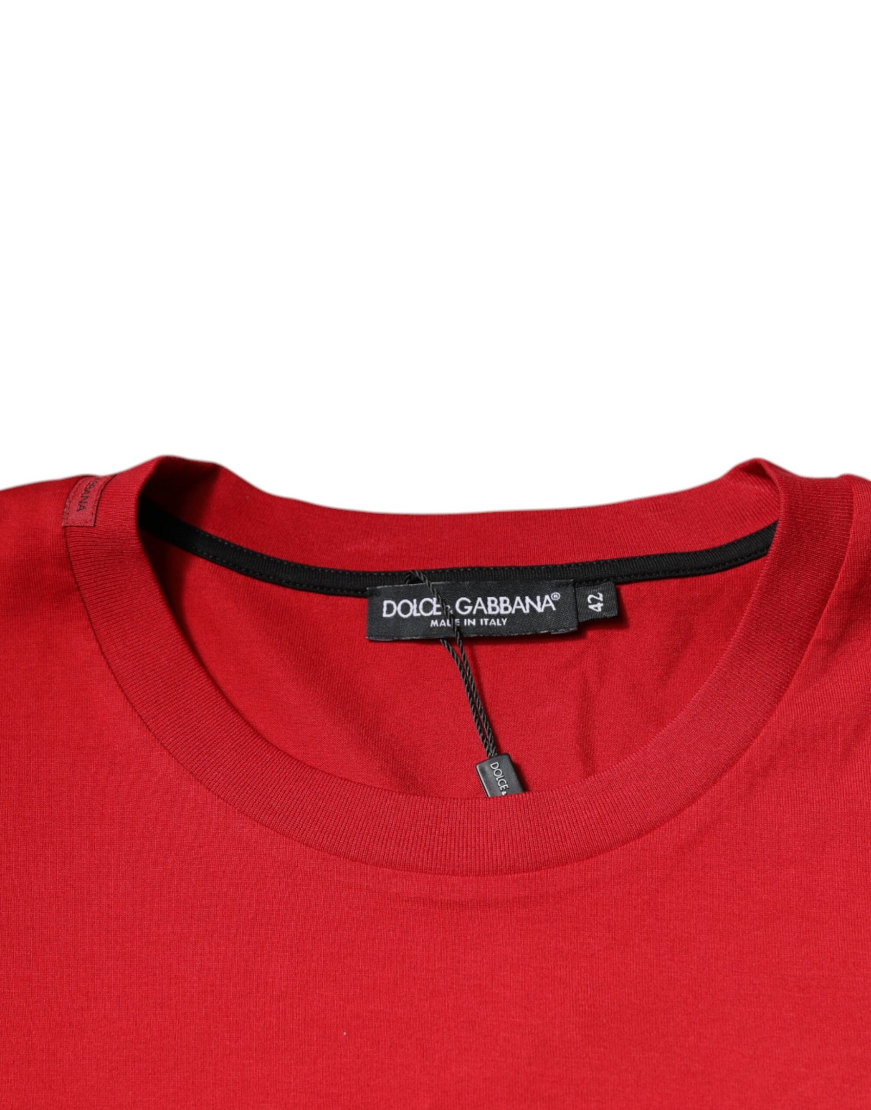 Rotes Baumwoll-T-Shirt mit Rundhalsausschnitt und Logo-Print