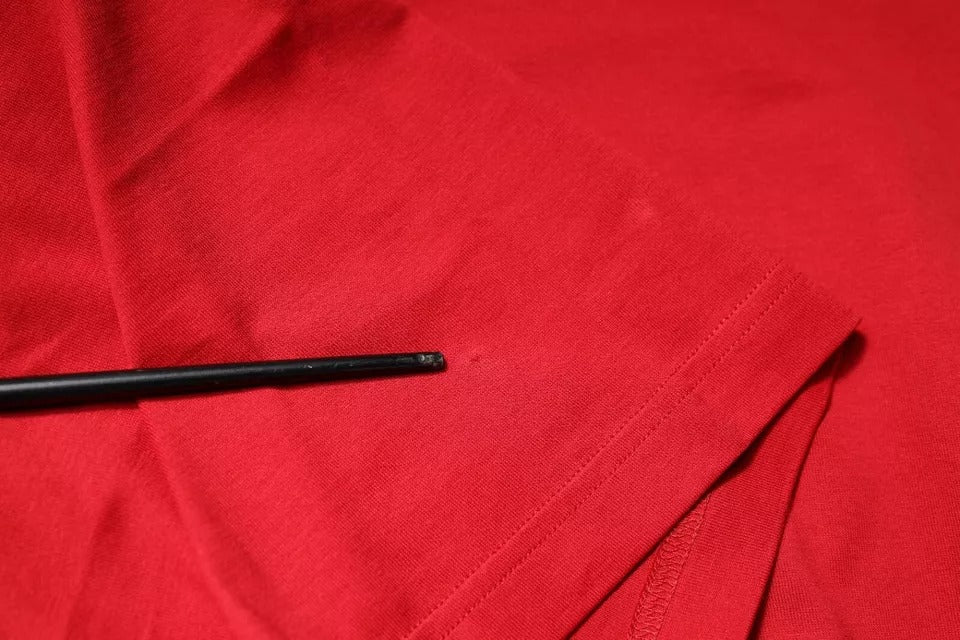 Rotes Baumwoll-T-Shirt mit Rundhalsausschnitt und Logo-Print