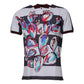 Mehrfarbiges Polo-T-Shirt mit grafischem Kragen