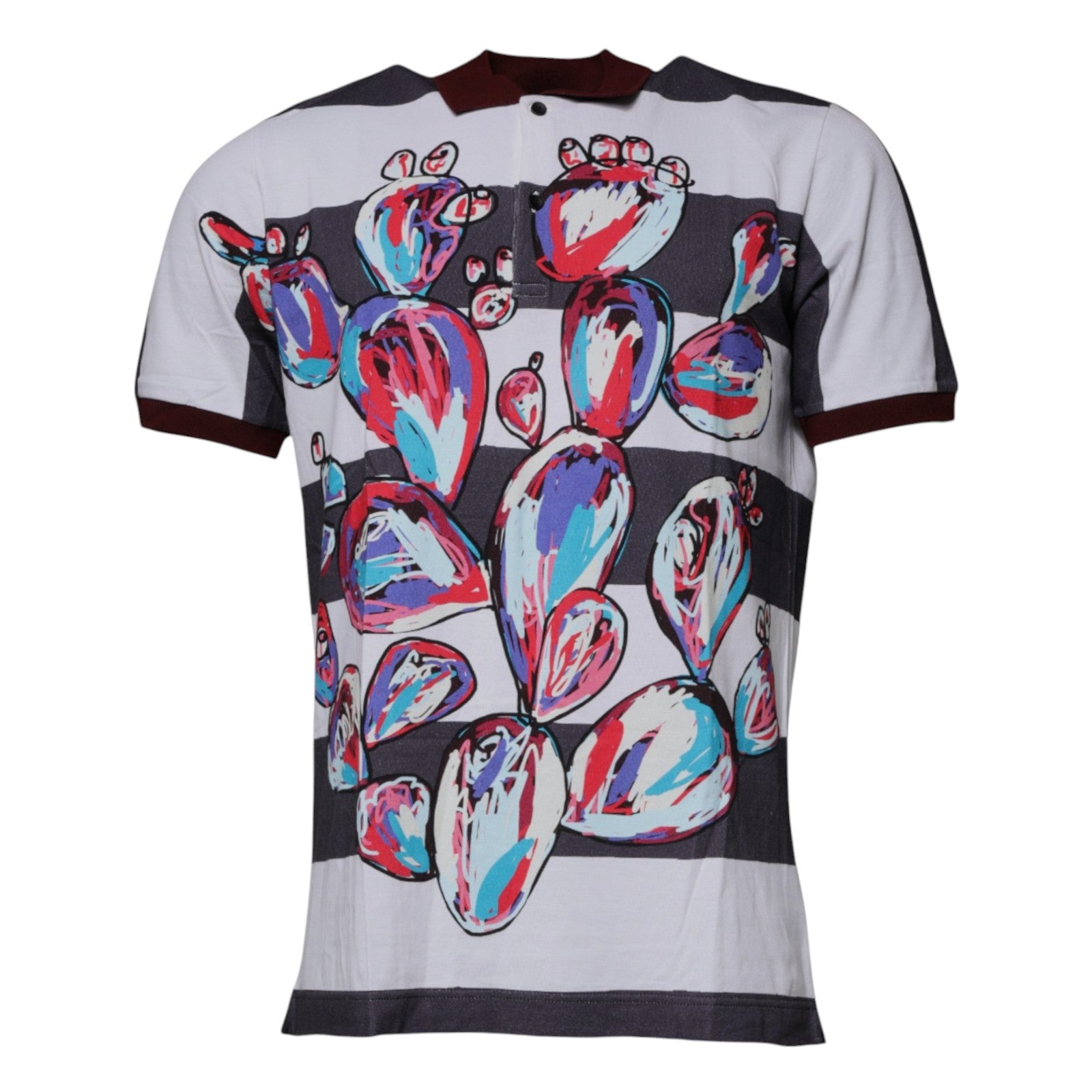Mehrfarbiges Polo-T-Shirt mit grafischem Kragen