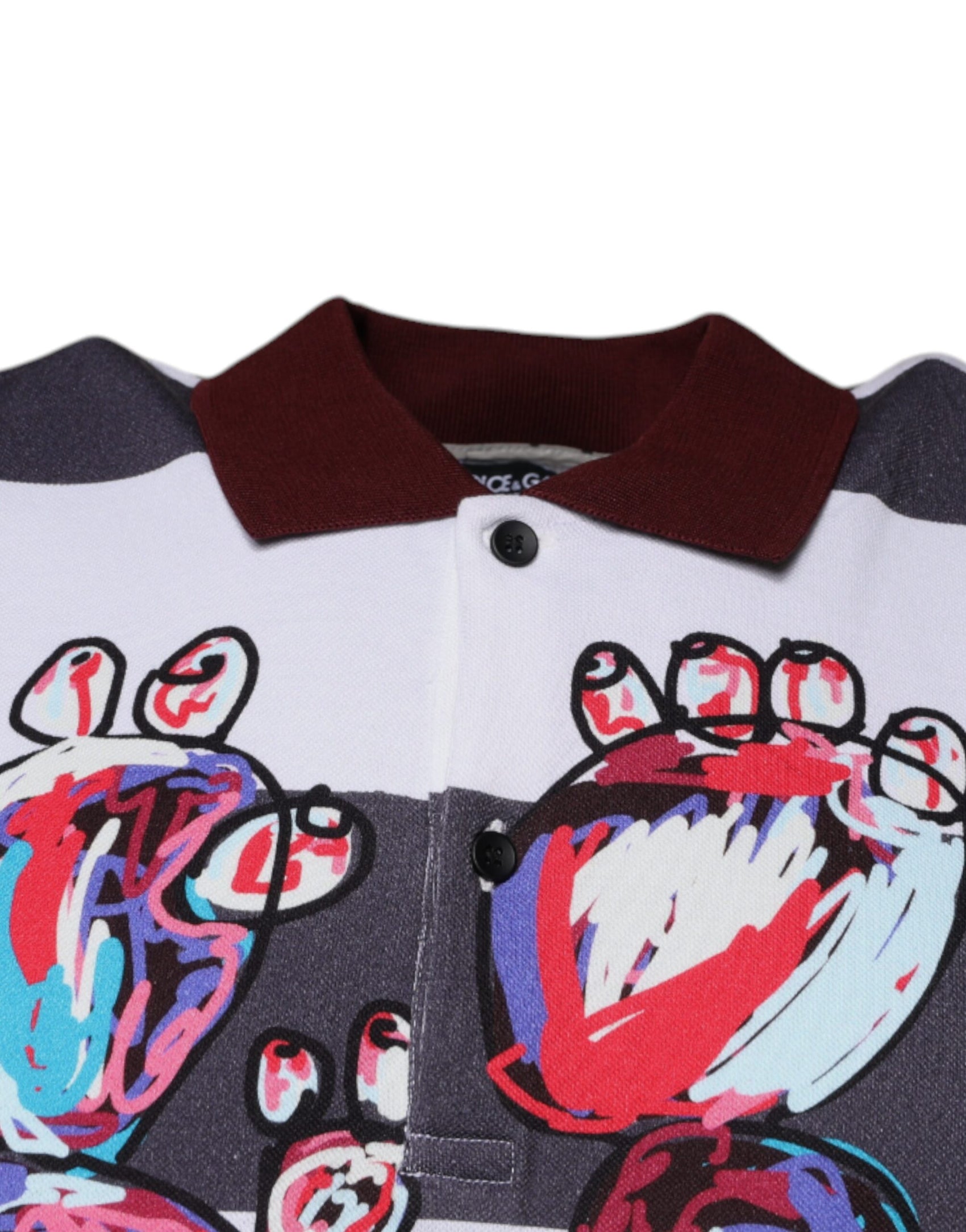 T-shirt polo con colletto grafico multicolore