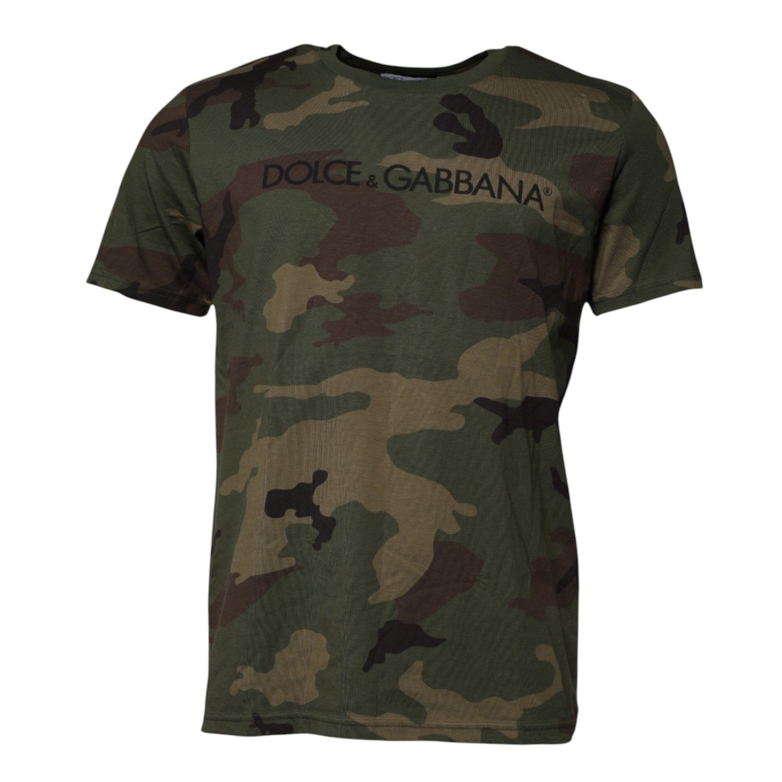 Mehrfarbiges Camouflage-T-Shirt aus Baumwolle mit Rundhalsausschnitt