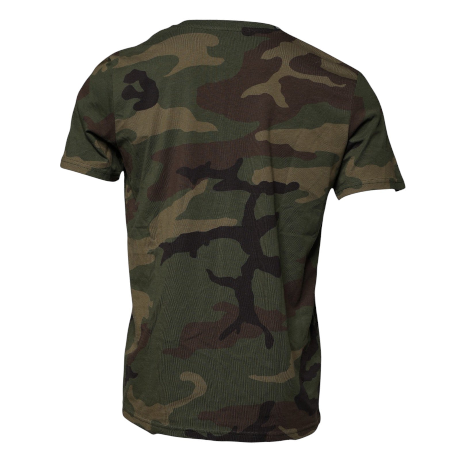 Mehrfarbiges Camouflage-T-Shirt aus Baumwolle mit Rundhalsausschnitt