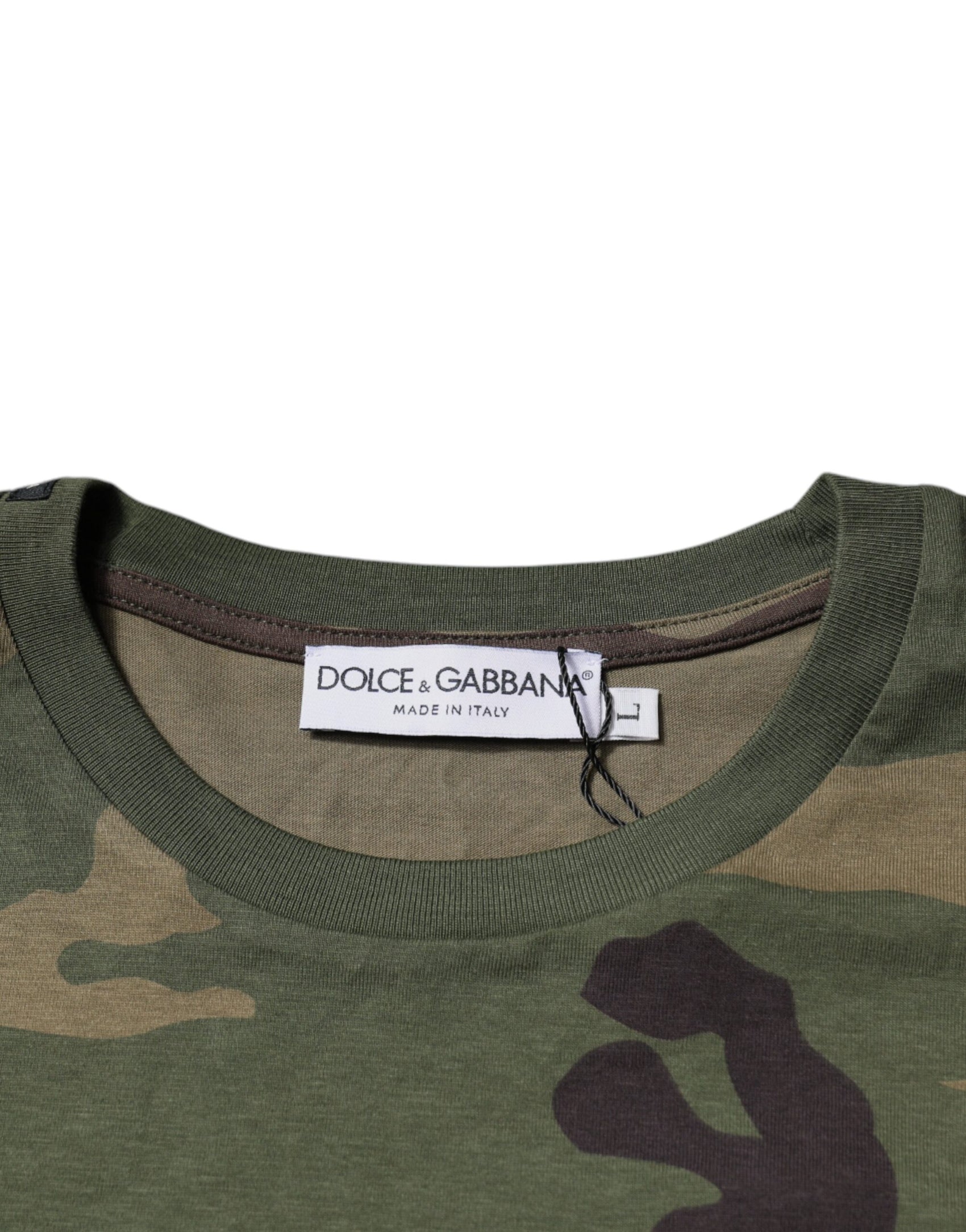 Mehrfarbiges Camouflage-T-Shirt aus Baumwolle mit Rundhalsausschnitt