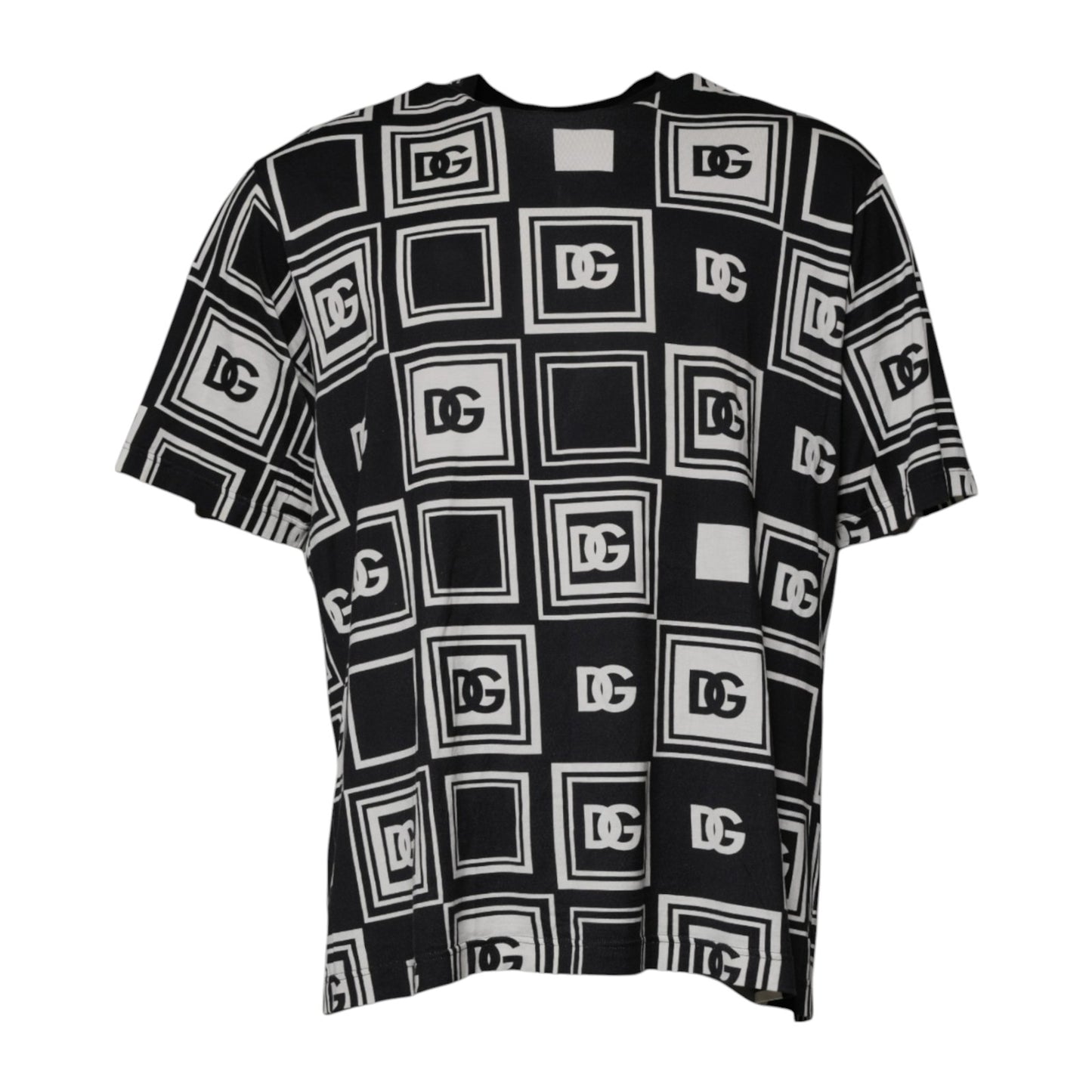 Schwarzes Baumwoll-T-Shirt mit Rundhalsausschnitt und Logo-Monogramm