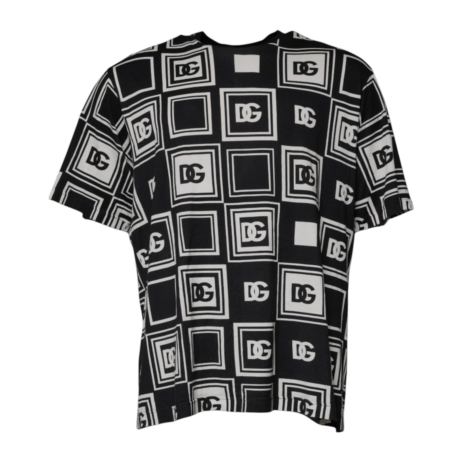 Schwarzes Baumwoll-T-Shirt mit Rundhalsausschnitt und Logo-Monogramm