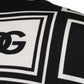 Schwarzes Baumwoll-T-Shirt mit Rundhalsausschnitt und Logo-Monogramm